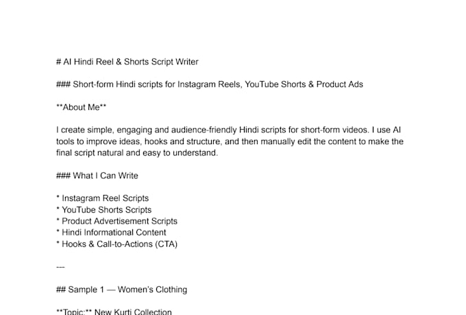 write engaging hindi scripts for youtube and instagram reels